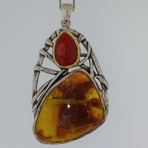 Sterling Silver One of a Kind Amber Necklace
